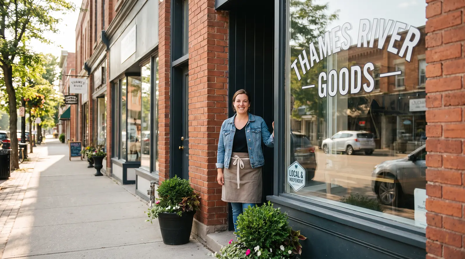 How London Ontario businesses can outrank national chains on Google Confident independent London Ontario shop owner standing in their storefront doorway
